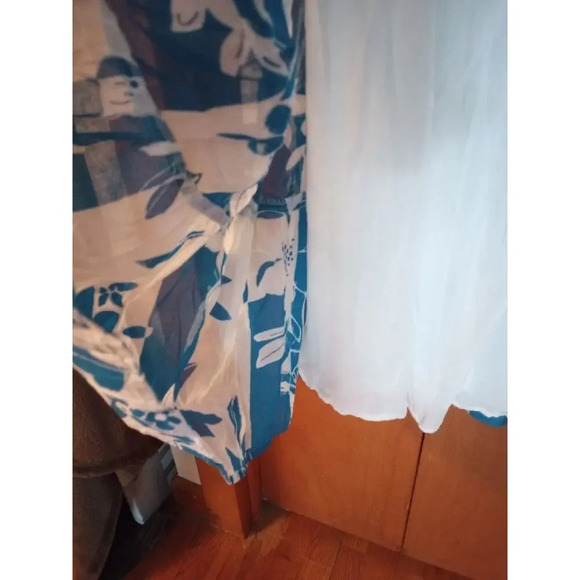 Vasna Tropical Tiered Maxi Dress Blue Floral 100% Cotton Sundress SZ S Lined - Picture 4 of 7